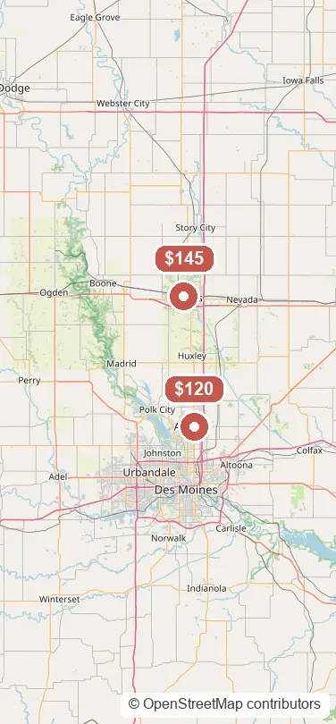 Map of available loads between Ames and Ankeny, Iowa